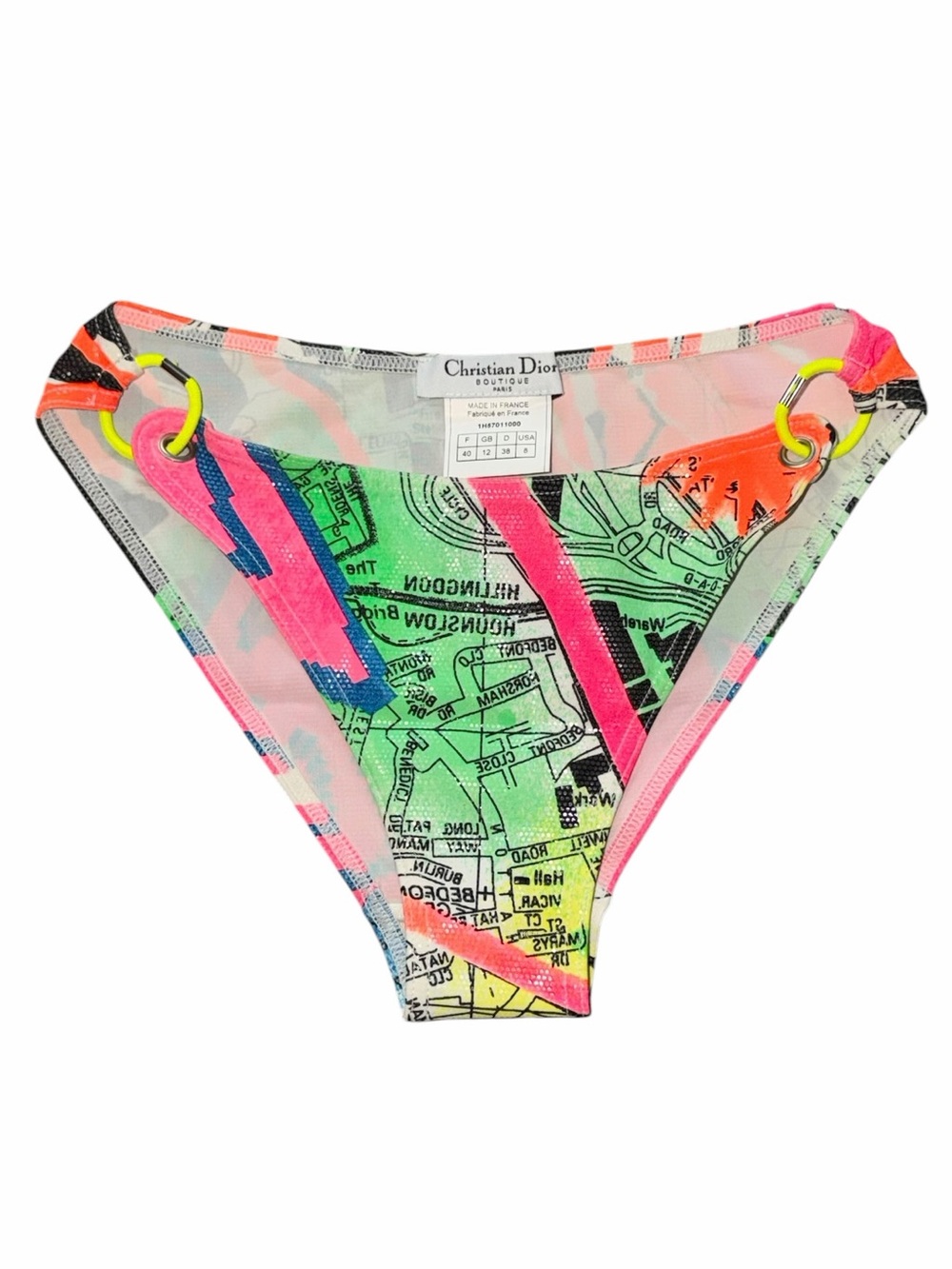 Vintage Christian Dior Galliano 2001 Neon London Map Bikini Bottom 6